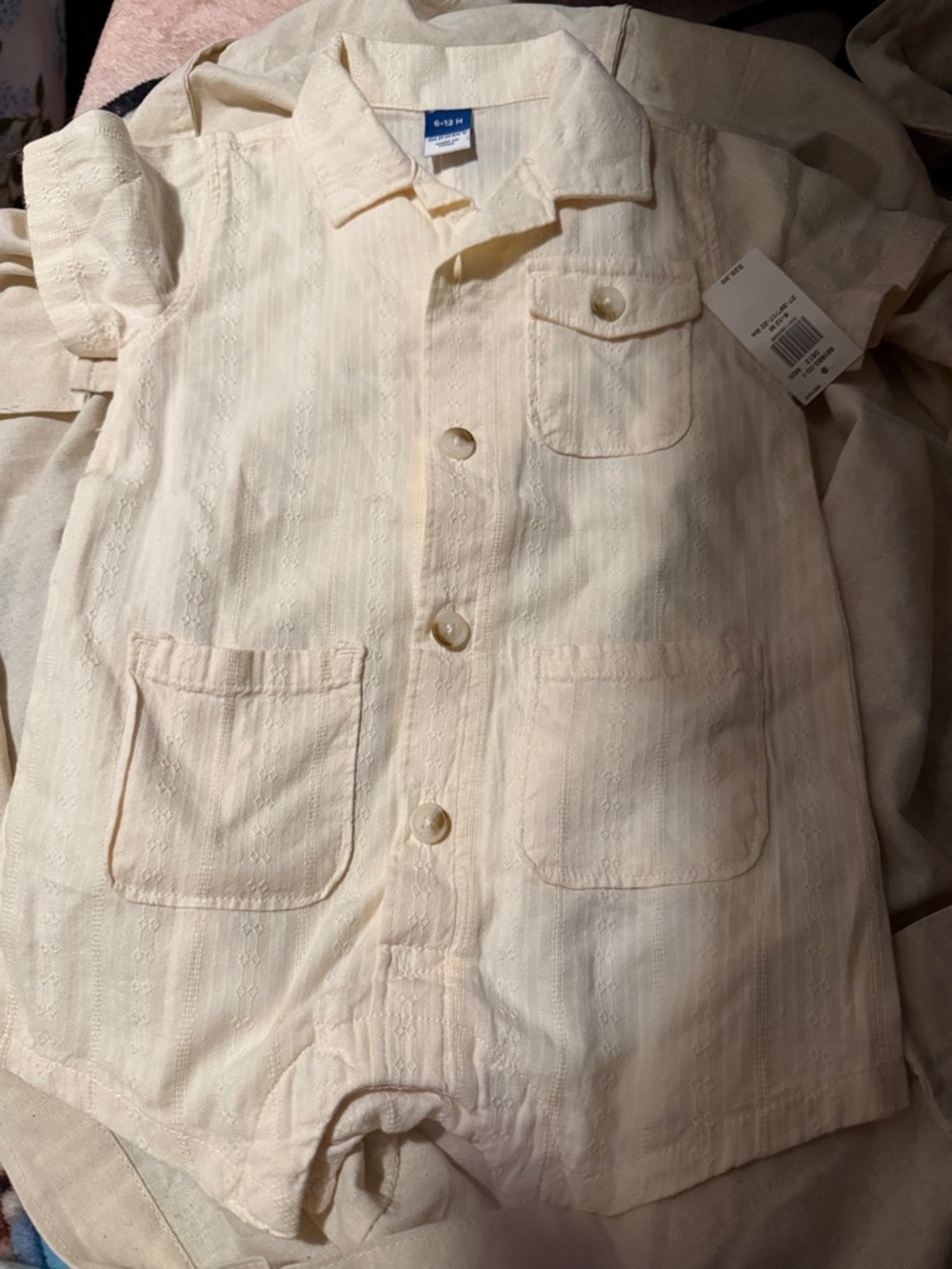 Old Navy Cream Button-Front Baby Romper